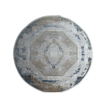 BK Carpets & Rugs – Oriental Inspired Round Rug – Beige ,Brown & Cream - 2m x 2m