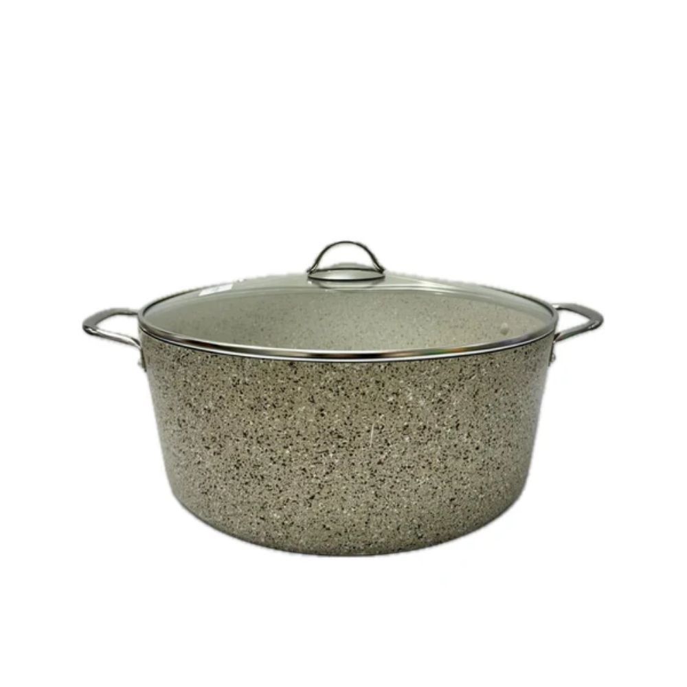 OMS 34cm Sand Beige Granite Deep Casserole – Non-Stick Large Cooking Pot