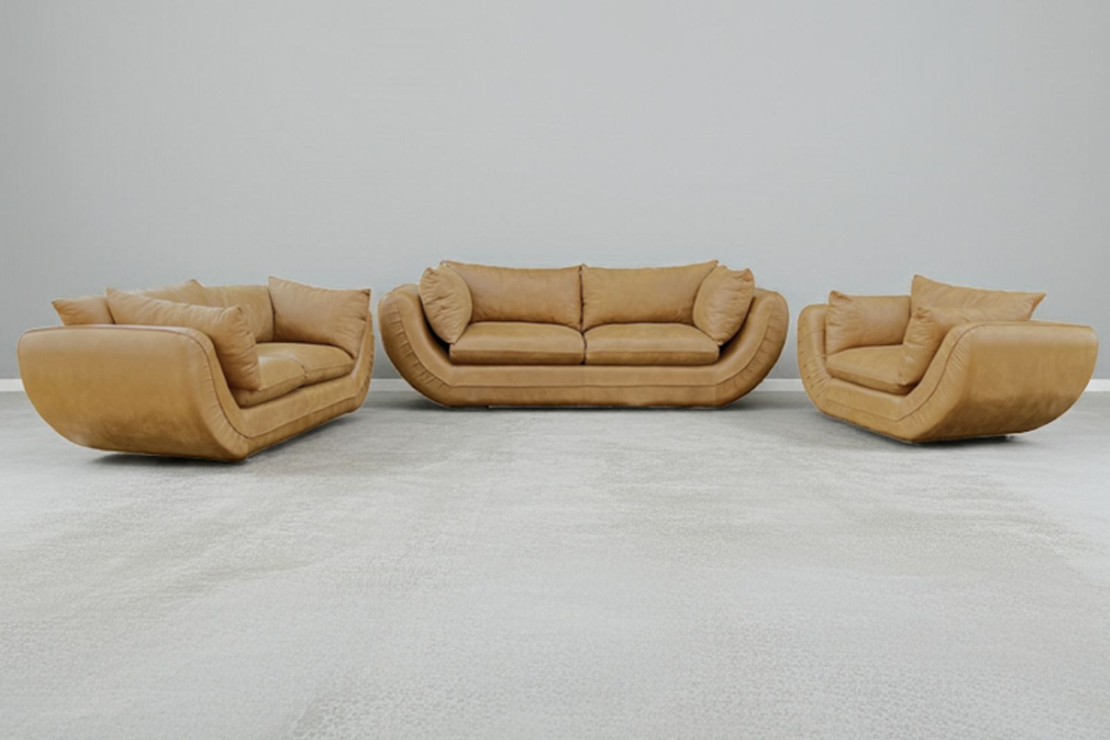 Regale Genuine Leather Lounge Set 3-Piece (x1 1-Seater x1 2-Seater x1 3-Seater Sofa - Exotic Tan)