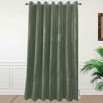 Matoc Designs Curtain - Velvet Green Kale - Lined - Eyelet - 285cm W x 253cm H
