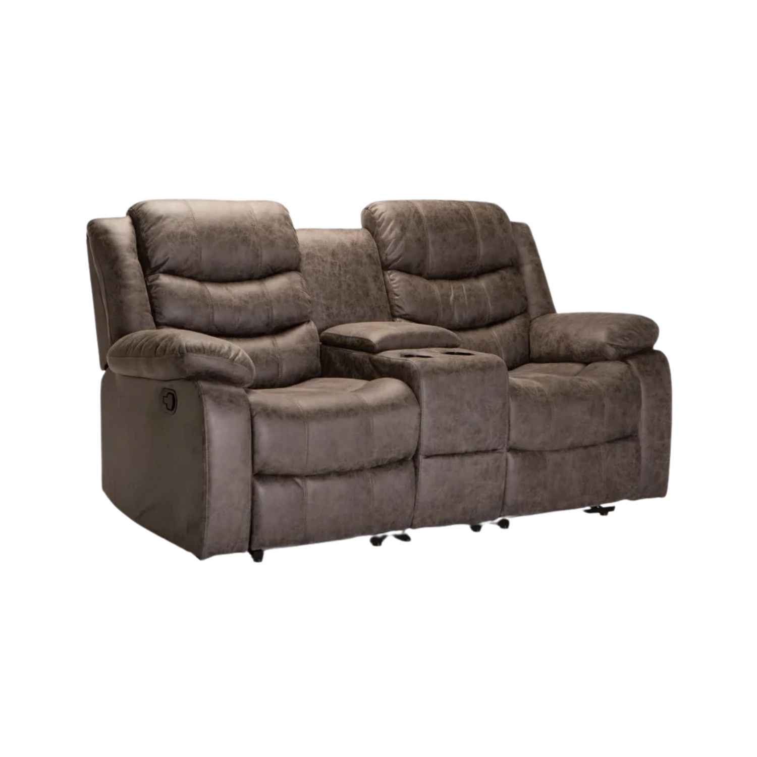 Luxury Fabric 2-Seater Console Recliner - Grey