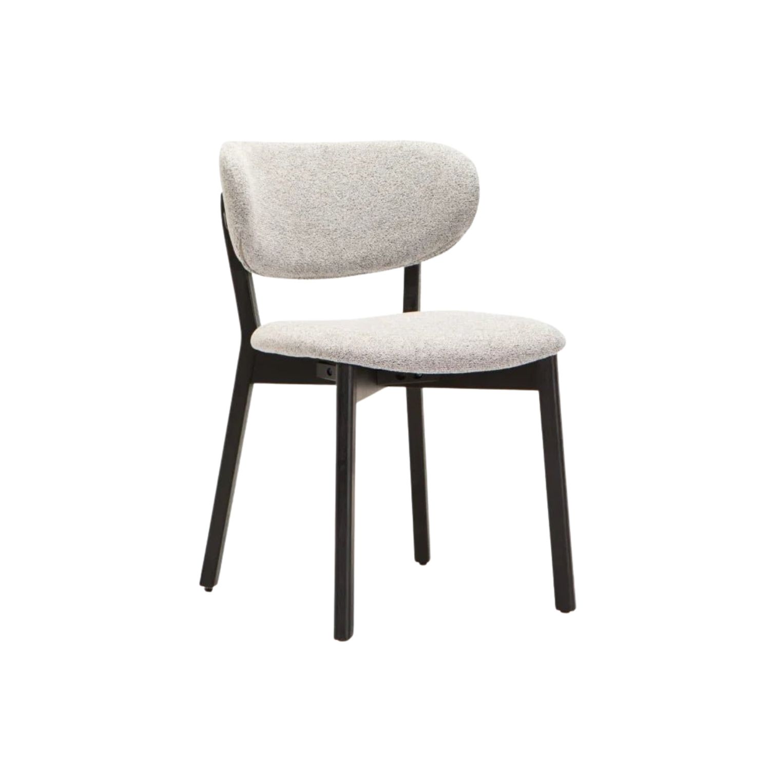 Grey Fabric Dining Chair with Black Wooden Legs