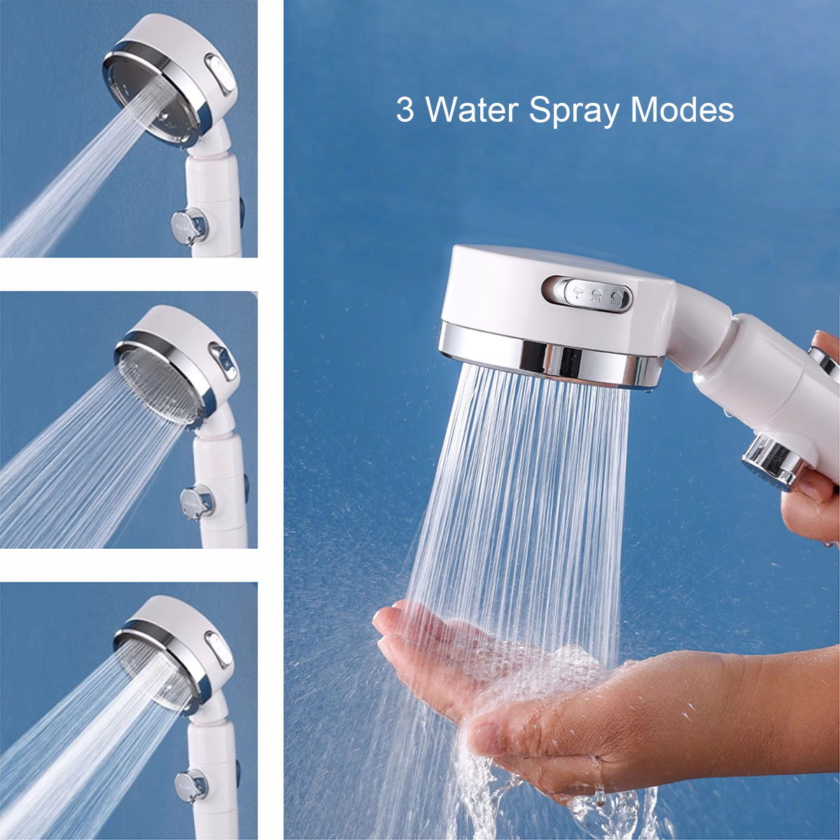 White+Chrome 3-Function Setting Hand Shower A09