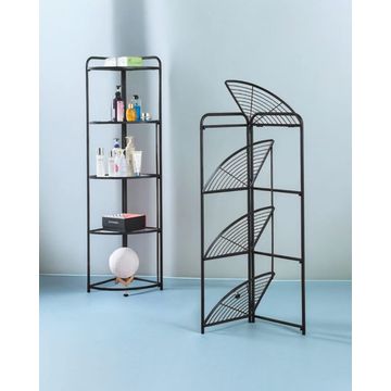 5 Tier Folding Corner Storage Shelf Metal Rack for Bathroom