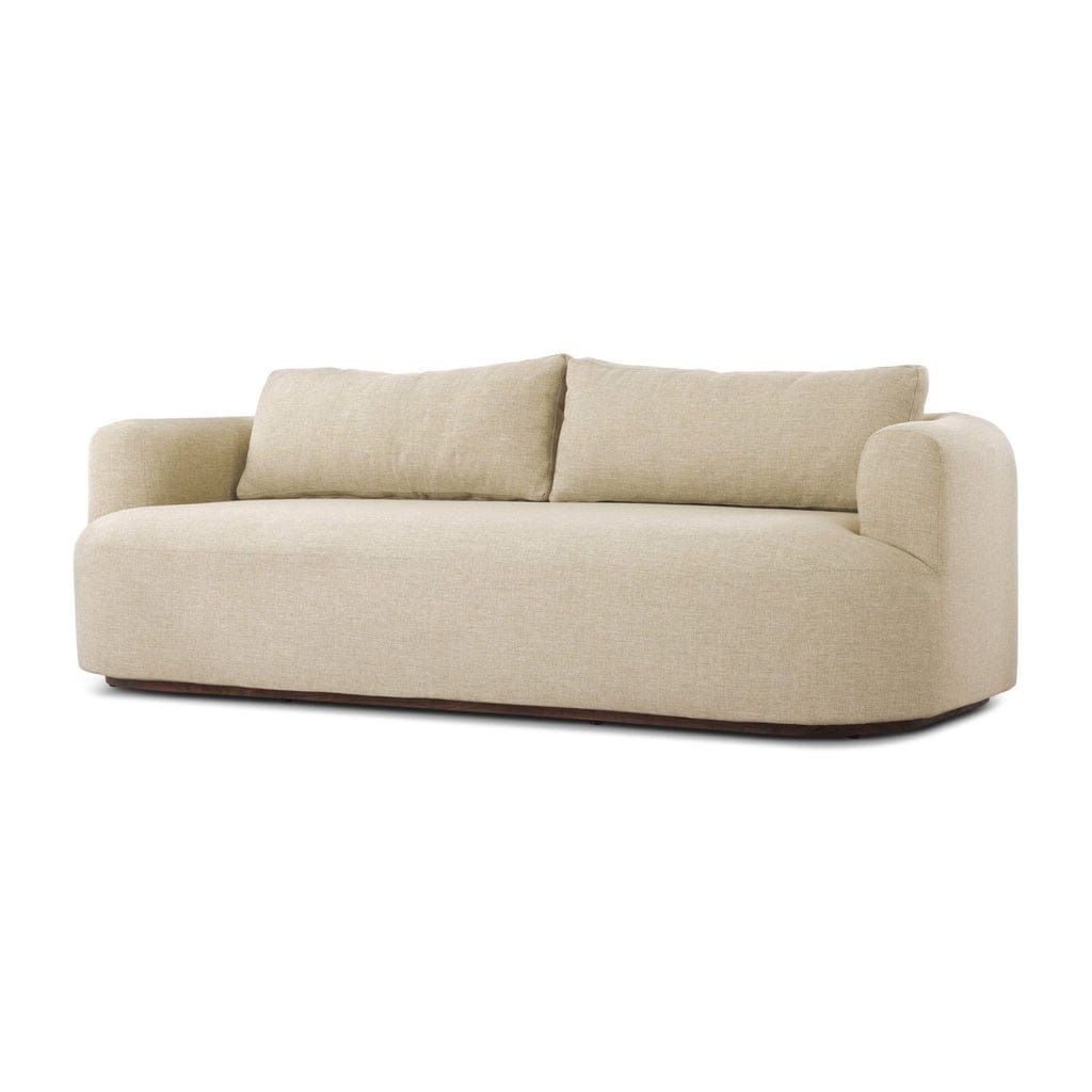 Zhua Luxury Curved 2 Seater Sofa - Premium Beige Linen Fabric Modern Couch