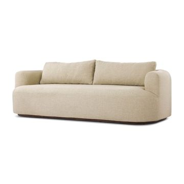 Zhua Luxury Curved 2 Seater Sofa - Premium Beige Linen Fabric Modern Couch
