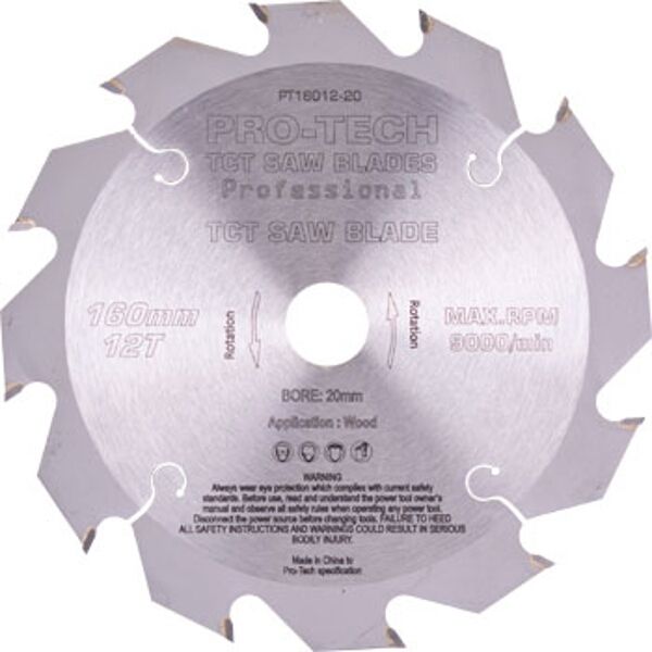 Saw Blade Tct 160X2.2X20X12T Wood Prof. Pro-Tech Fes. Ts55 Pw12