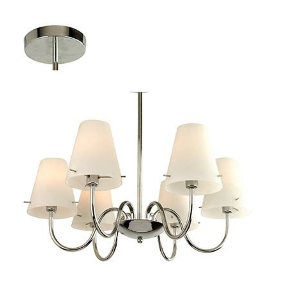 6LT Madlyn Chandelier Glass & Chrome E14 6x60w