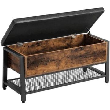 Shoe Storage Bench with Cushion & Metal Shelf for Entryway & Bedroom
