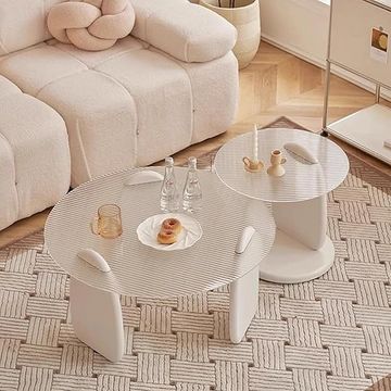 Nubia Tempered Glass Nesting Coffee Table-White