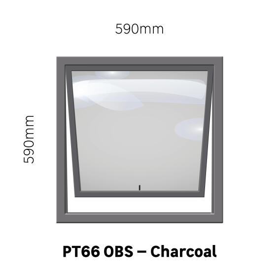Aluminum window charcoal obscure glass PT66 w590 x h590mm