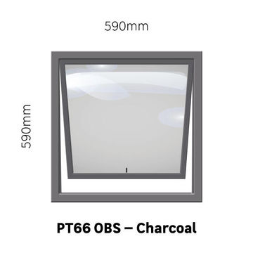 Aluminum window charcoal obscure glass PT66 w590 x h590mm