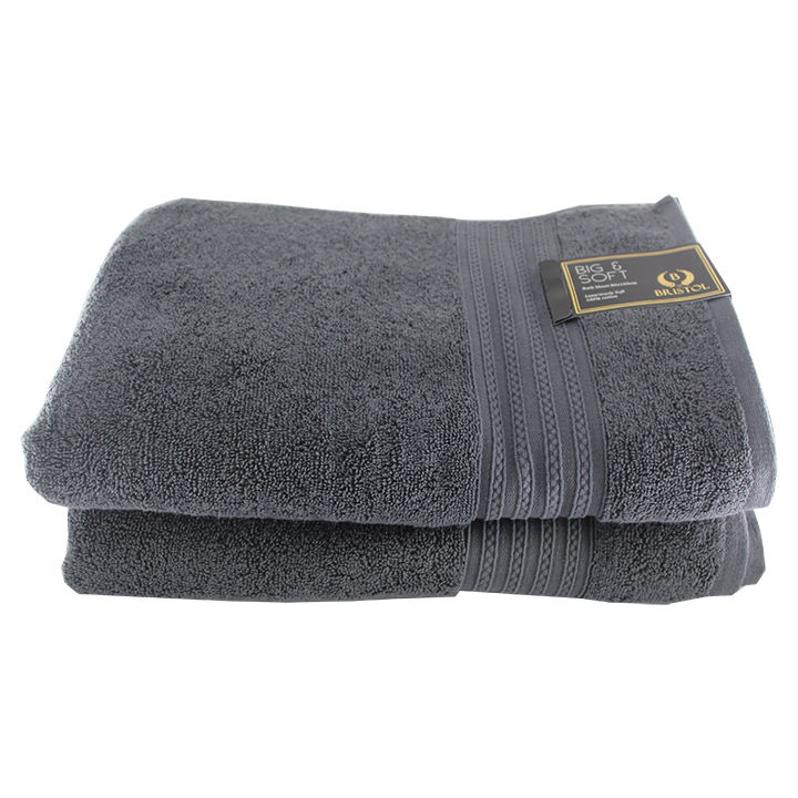 Big and Soft Luxury 600gsm 100% Cotton – Bath Towel – Pack of 2 - Dark Grey