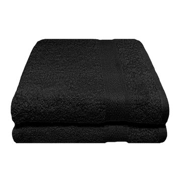 Bunty's Plush 450GSM 70x130cms Bath Towels - Jet Black (2Pc Pack)