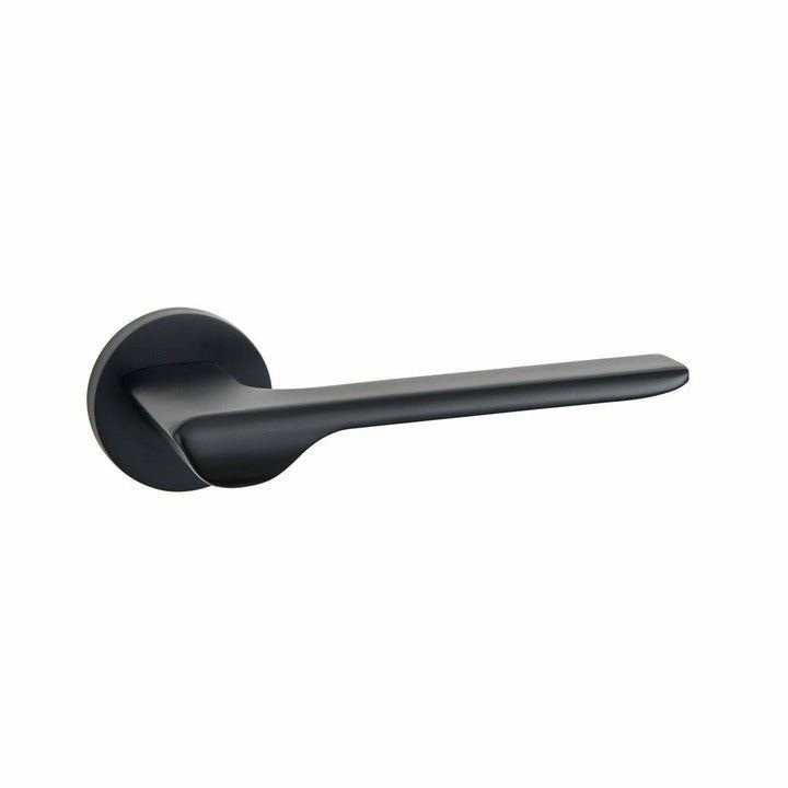 Matt Black Slim Lever Handle on Round Rose