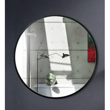 Premium Quality Round Wall Mirror | Black Plated Plastic Frame
