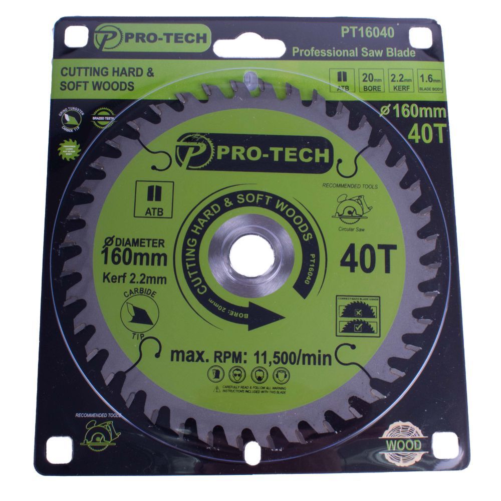 Pro-Tech - Saw Blade Tct 160 x 2.2 x 20 x 40T Wood Prof.