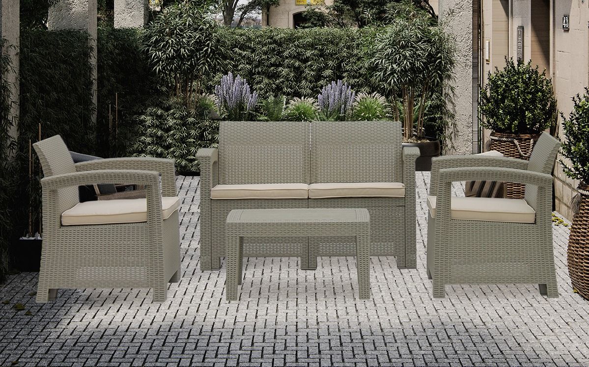 Fine Living - Hampton Patio Set - Light Grey/Beige