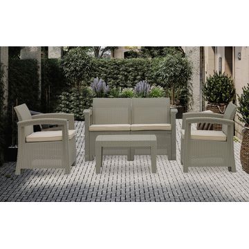 Fine Living - Hampton Patio Set - Light Grey/Beige