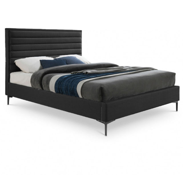 Davina Sleigh Bed Double -Linen Black