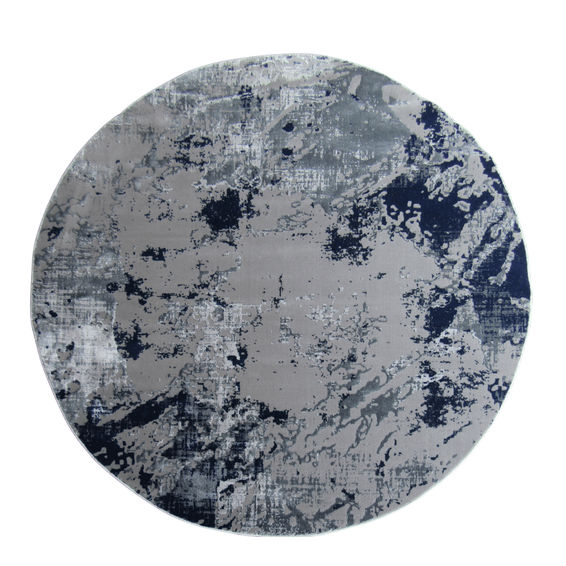 BK Carpets & Rugs – Modern Round Abstract Rug – Dark Grey & Blue- 2m x 2m