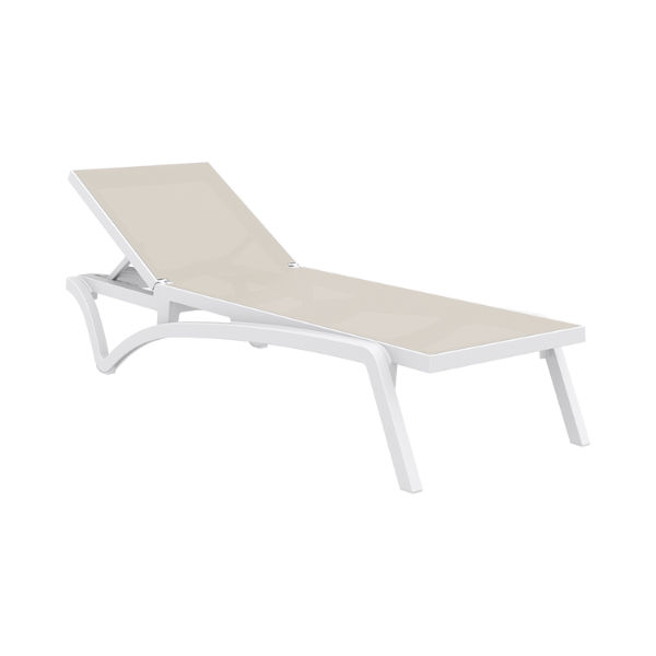 Siesta exclusive Pacific Sunlounger White & Taupe Fabric