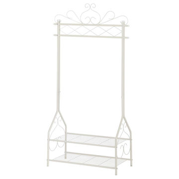 VINTAGE CLOTHES STAND WITH HANGING RAIL AND 2 TIERS