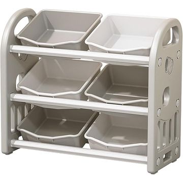 Kids' Storage Shelf Organizer Cabinet Grey (6 Bins) - Green Air