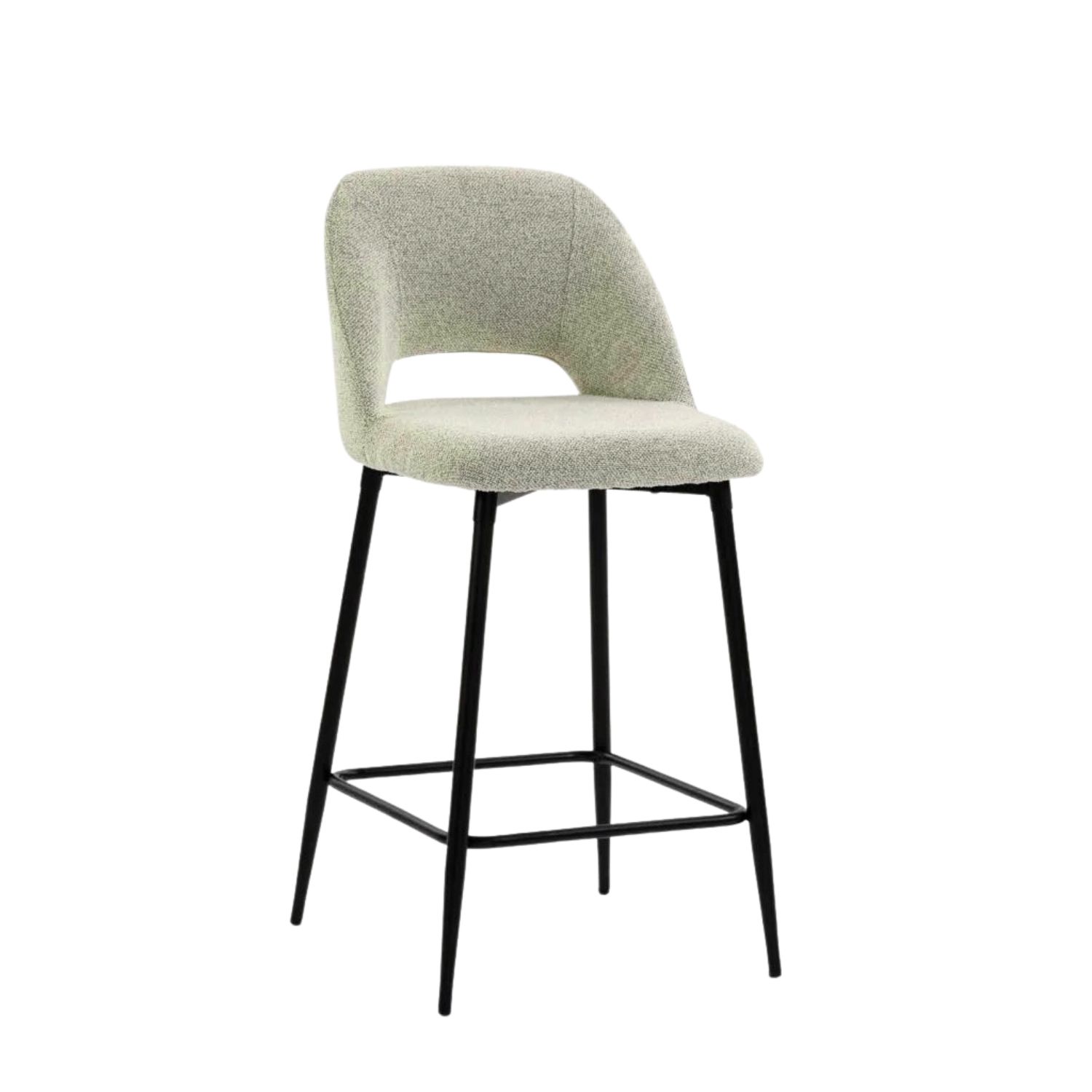 Textured Fabric Kitchen Stool with Footrest - Cream