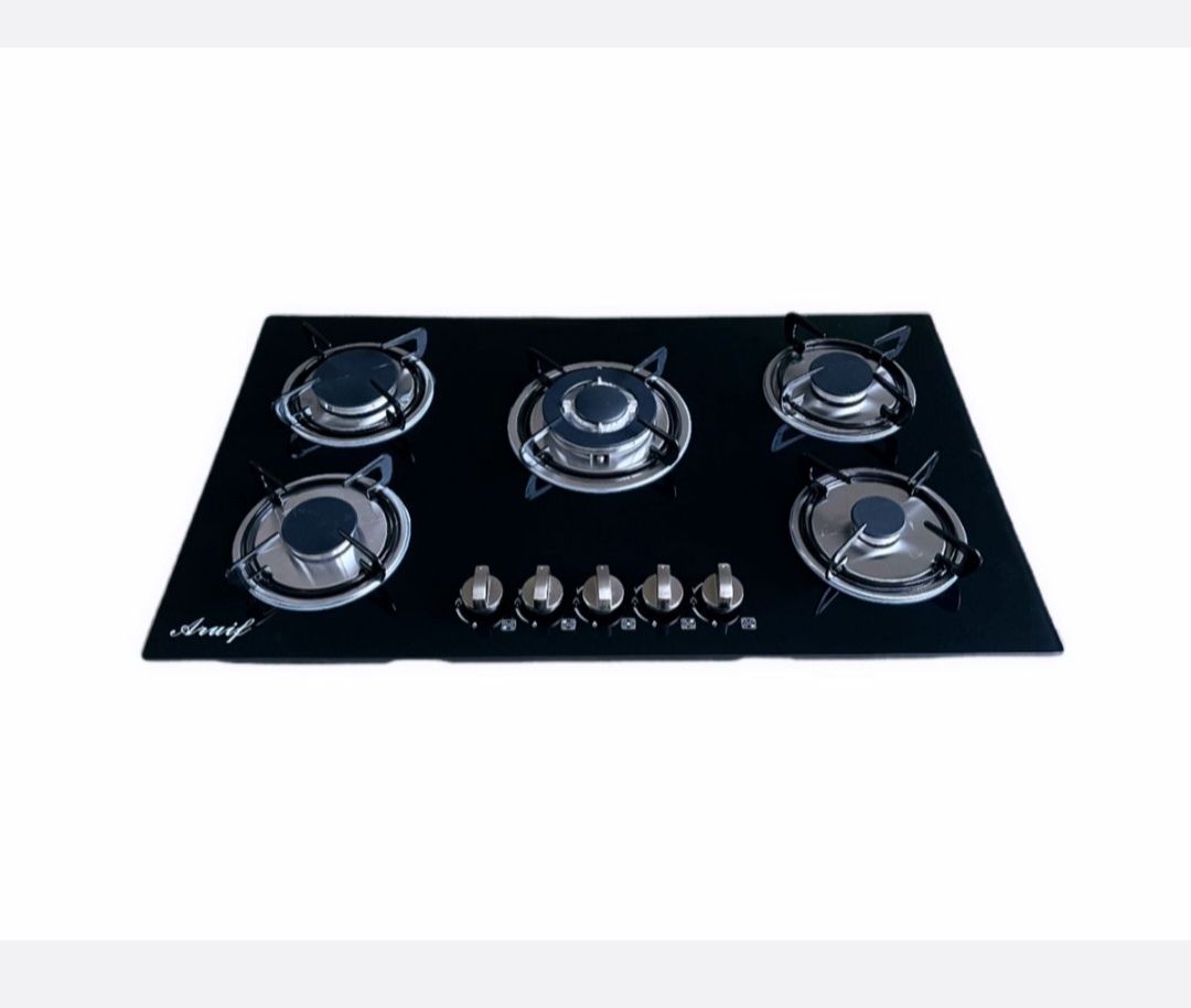Aruif Built-In Tempered Glass Countertop 5 Burner Gas Hob 880mmx510mm