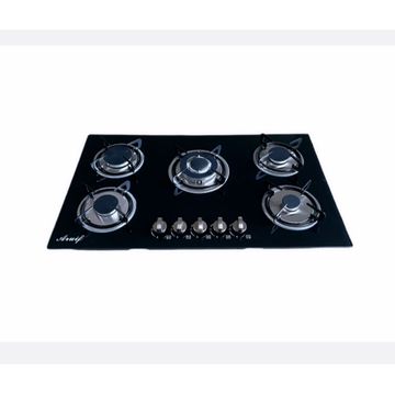 Aruif Built-In Tempered Glass Countertop 5 Burner Gas Hob 880mmx510mm