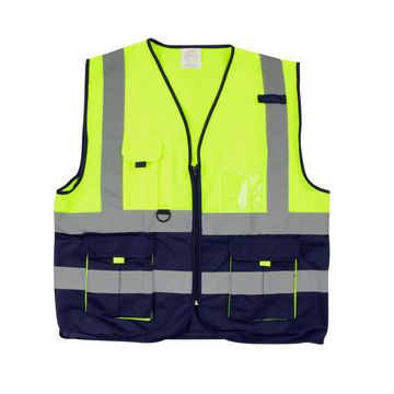 PIONEER SAFETY Vests Signaling With Zip Id Pocket Lime/Navy Large