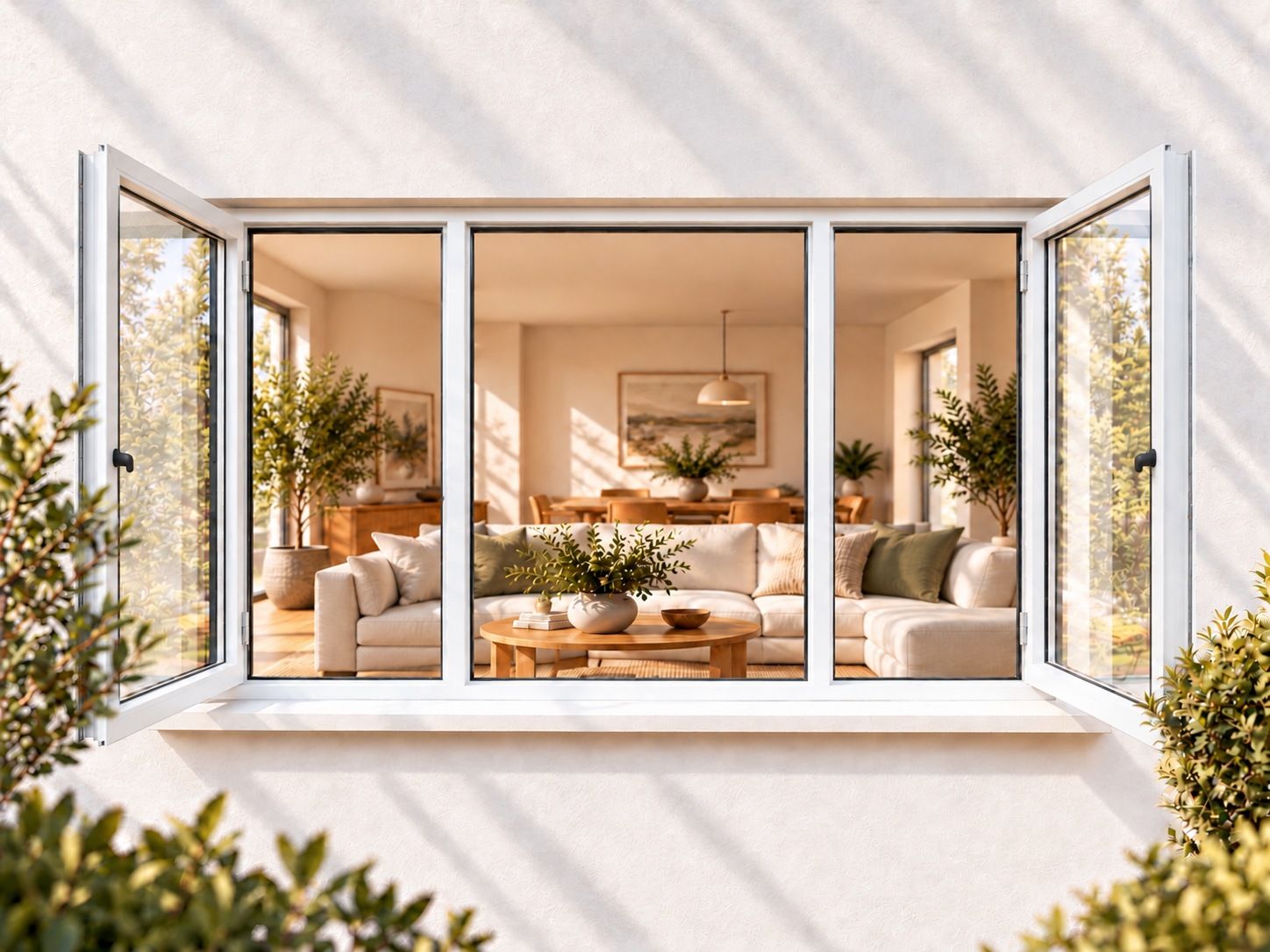 Kenzo Premium Side-Hung Aluminium Window - White, 2100 1200 mm, Double Side Opener