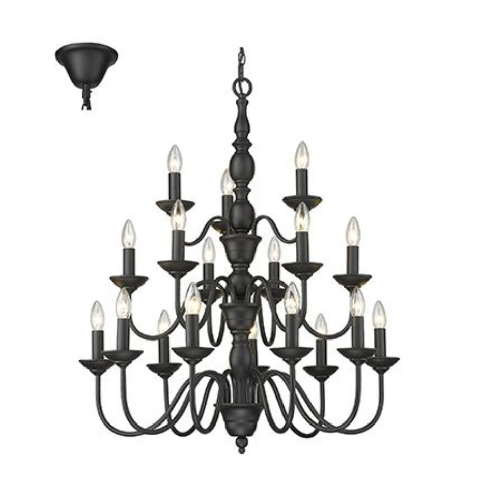 18LT Chandelier Black E14 18x40w