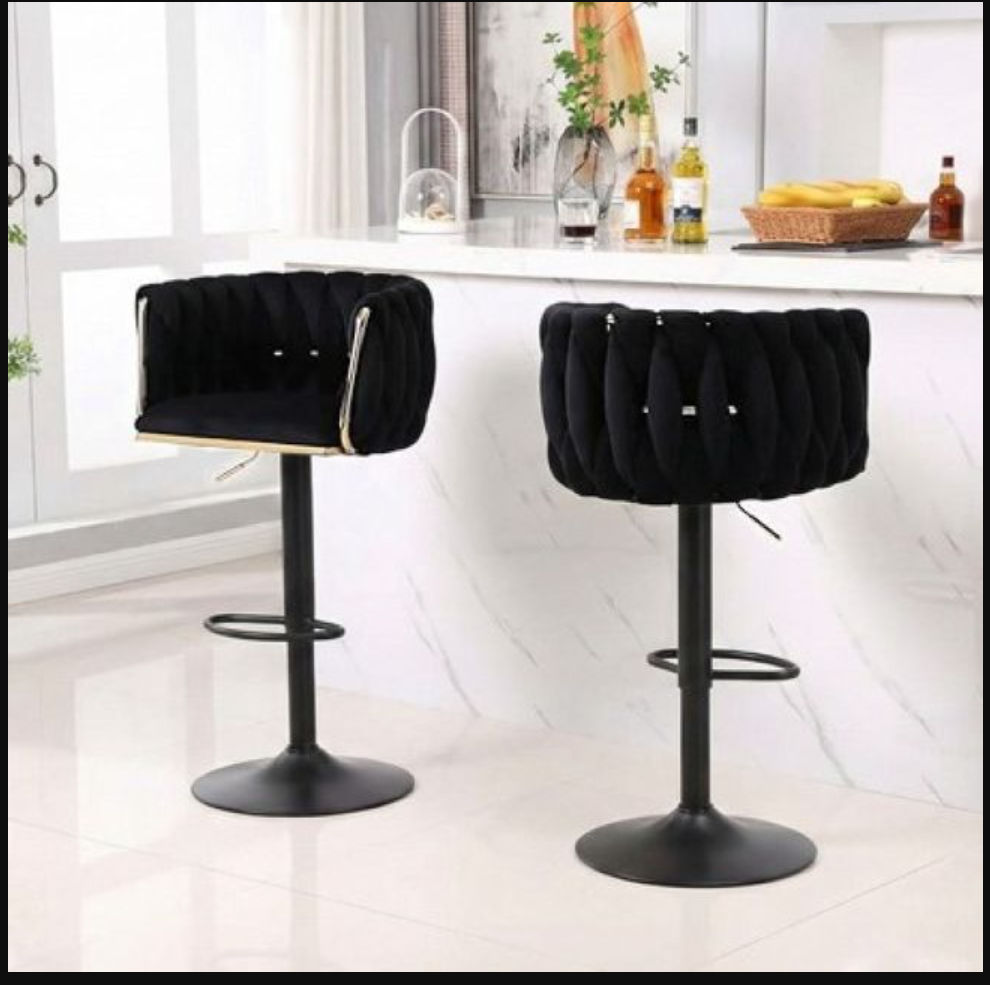 QandAHome-Marlin Black and Gold barstool (set of 2 )