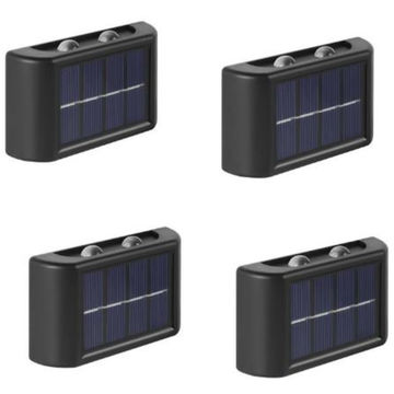 FA-04LED Portable Solar Powered Up and Down LED Outdoor Wall Lights 4LED White 4Pcs