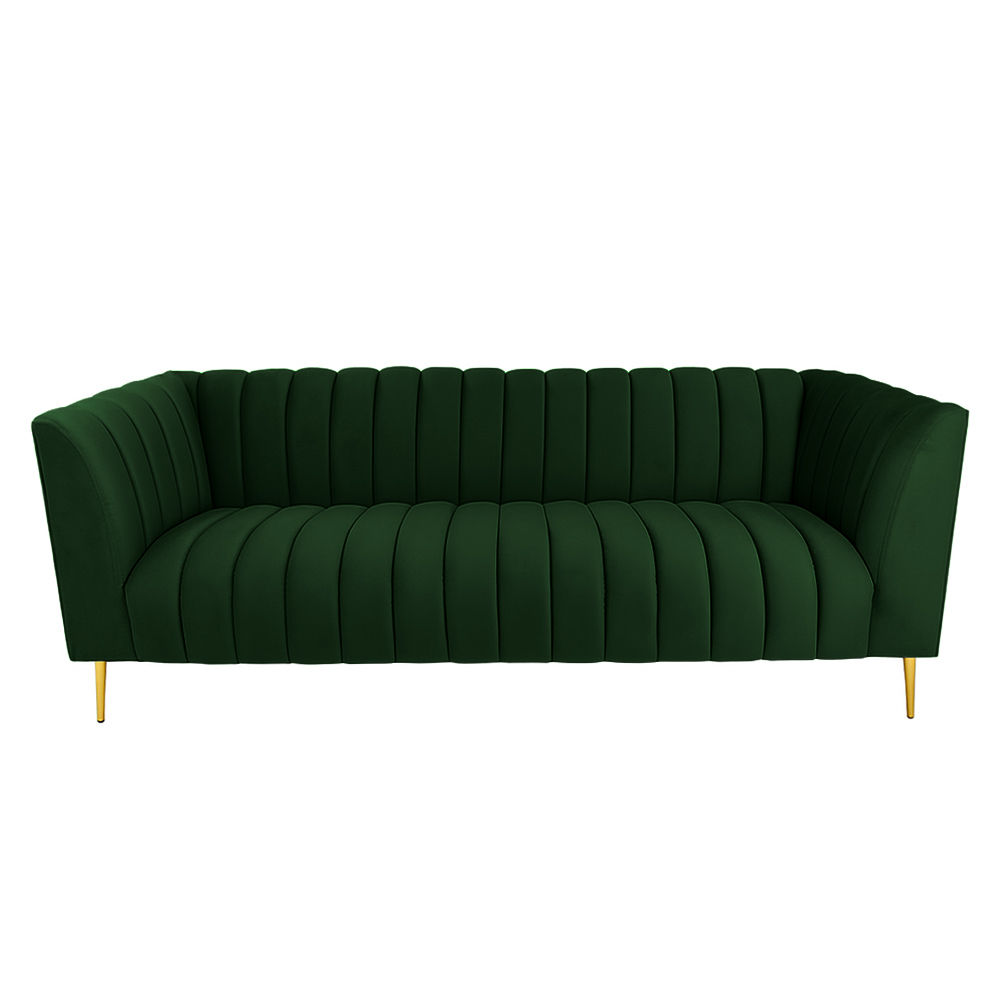 Zoey 3 Seater Stripe Couch Green