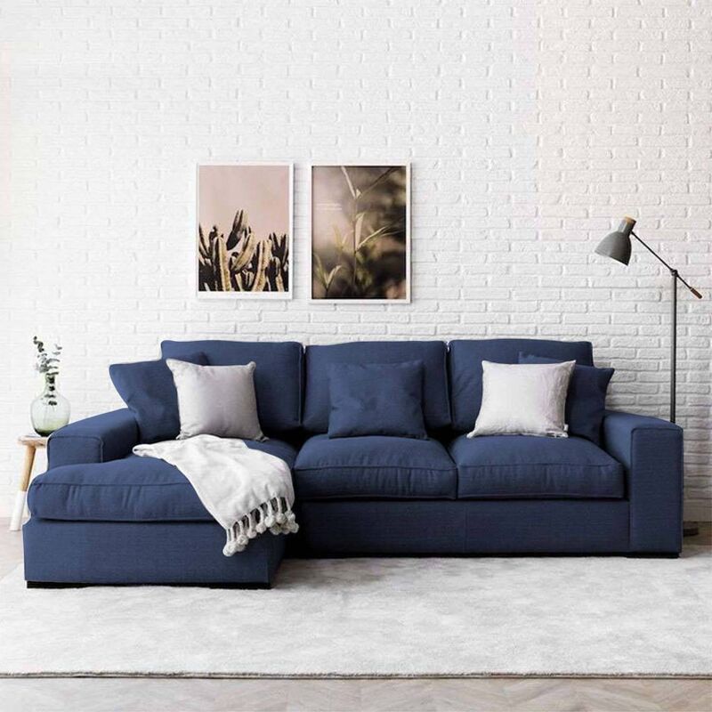 Alice L Shape Sofa -Blue -Linen