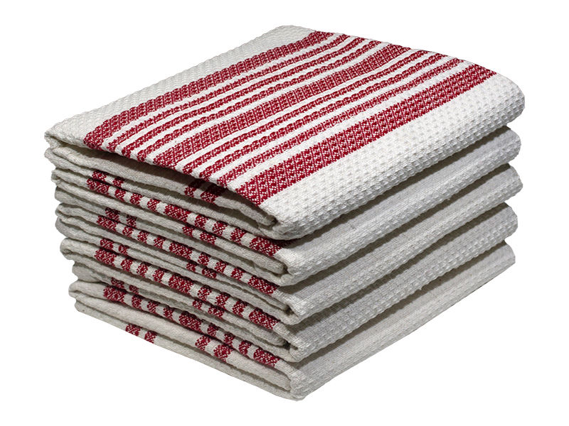 Bunty's Kitchen Towel - Design 2378 - 050x080cms - (05 Pc Pack) - Stripes - Racing Red