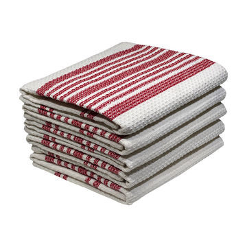 Bunty's Kitchen Towel - Design 2378 - 050x080cms - (05 Pc Pack) - Stripes - Racing Red