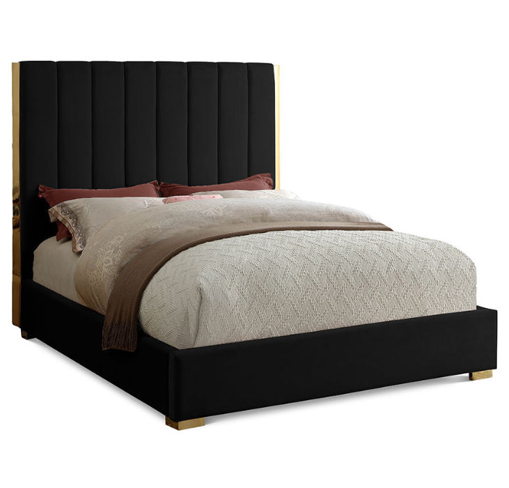 Harper Sleigh Bed Double -Black