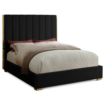Harper Sleigh Bed Double -Black