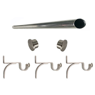 Matoc 25mm Single Curtain Pole Set - Silver - Flat End Caps - 4.0m