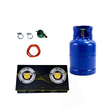 2 Plate Tempered Glass Gas Stove and 9kg Cylinder