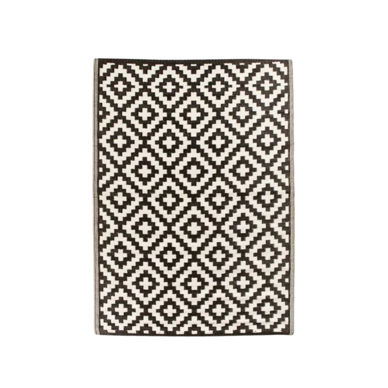 Black and White M1 Reversible Geometric Indoor & Outdoor Rug - 150 x 230 cm