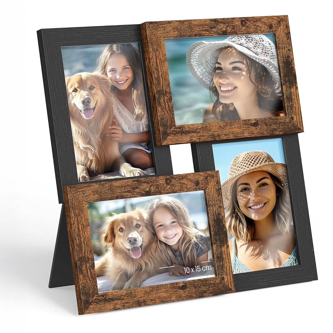 4X6 PHOTO FRAME SET OF 4, ASH BLACK & RUSTIC BROWN, COLLAGE