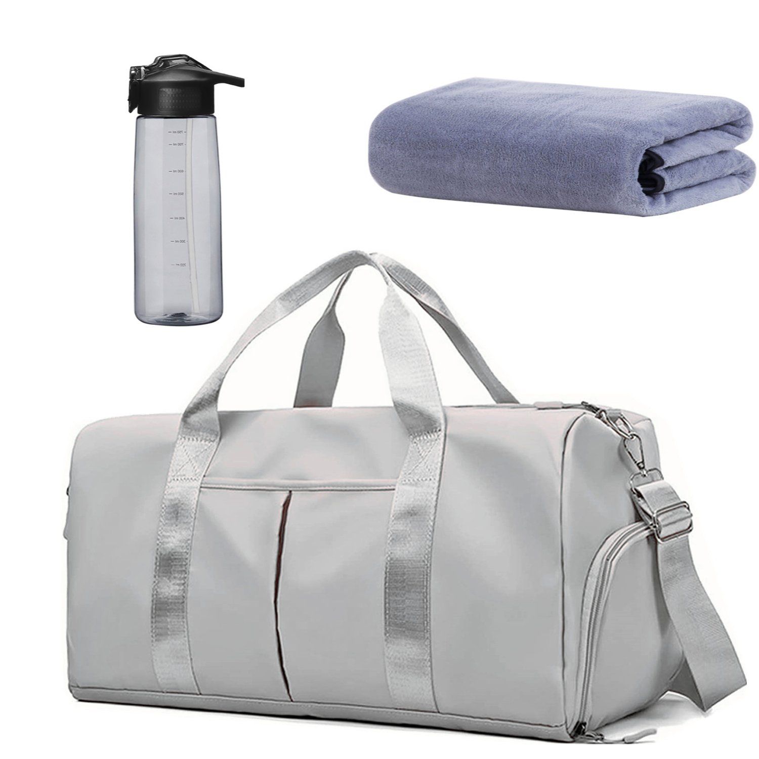 53L Gym Duffel Travel Bag Set - Light Grey