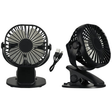 Portable Rechargeable 3 Speed Clip On/Table Fan with USB Cable Fan