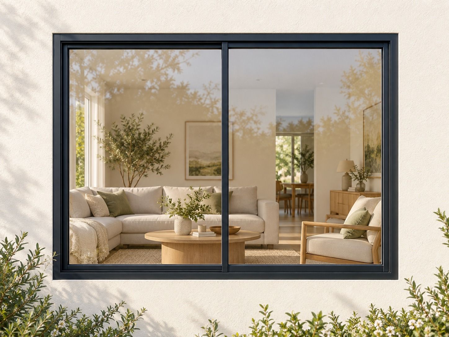 Kenzo Aluminium Sliding Window - Charcoal, 1500 1200 mm, Two Sliding Panels