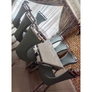 8 Seater Stainless Steel Marble Dining Room Suite